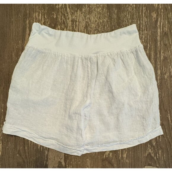 Splendid Iris Women Size Medium White 100% Linen Cuffed Shorts Pockets White - Picture 9 of 9